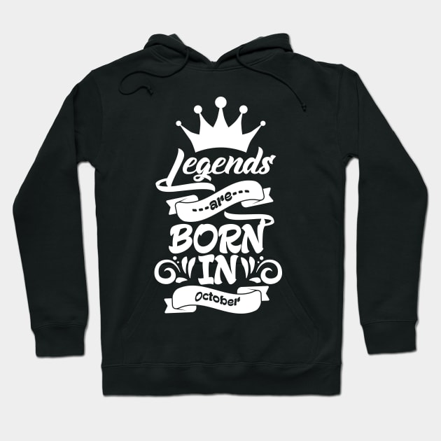 Legends are born in October (white) Hoodie by Kuys Ed
